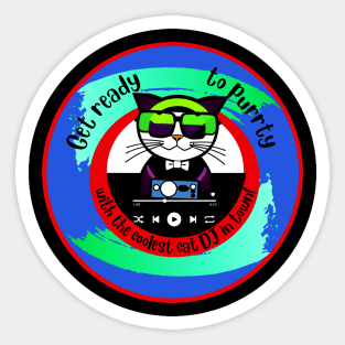 Circle Cat DJ Sticker